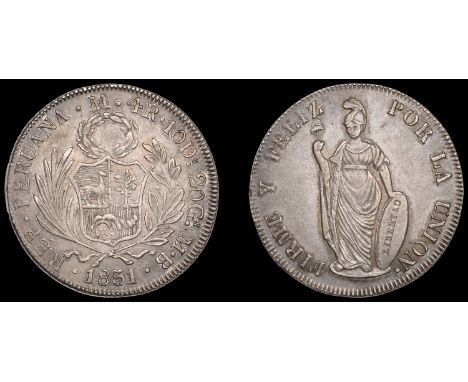 Peru, Republic, 4 Réales, 1851mb, Lima (KM. 151.3). About extremely fine, toned £100-£120