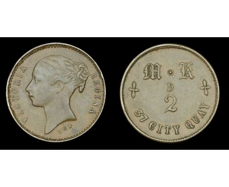 Miscellaneous Tokens and Checks, Co DUBLIN, Dublin, M[urtagh] K[avanagh], copper Twopence by Parkes [1861-72], 23mm, 5.34g/12