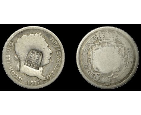 Miscellaneous Tokens and Checks, George III, Shilling, 1817, obv. countermarked with a twin-towered castle, flag at centre, a