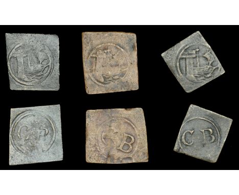 17th Century Tokens, GLOUCESTERSHIRE, Bristol, City Farthings, lozenge-shape 1577+ issue (3), 3.66g/6h, 2.80g/10h, 2.17g/12h 