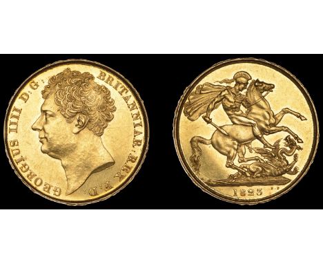George IV (1820-1830), Two Pounds, 1823, edge iv (S 3798). A few light surface marks and hairlines, a rim bruise at 9 o’clock