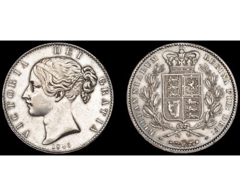 Victoria (1837-1901), Crown, 1845, edge viii, cinquefoil stops (ESC 2564; S 3882). Some surface marks, otherwise nearly extre