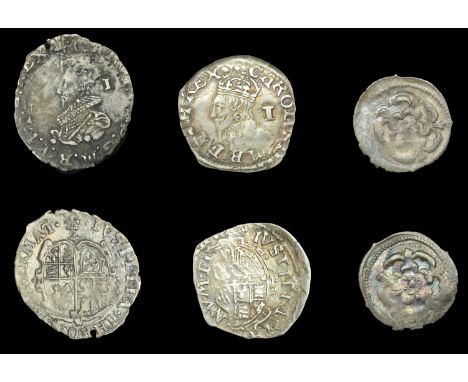 Charles I (1625-1649), Tower mint, Pennies (2), Gp C, mm. plume, with inner circles, 0.41g/7h, Gp D, mm. two pellets, no inne