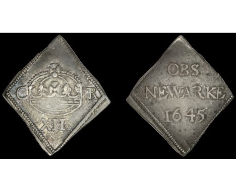 Charles I (1625-1649), Newark, Shilling, 1645, crude flat crown, rev. obs newarke, 4.48g/12h (Hird 249, same dies; SCBI Brook