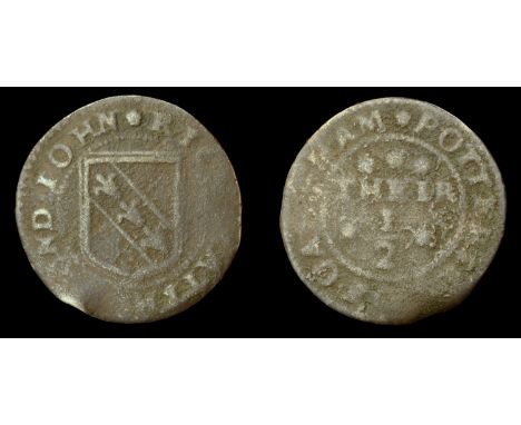 Rutland, Oakham, Rich Matthew and John Potterill, Halfpenny, 1.66g/12h (N 3867; BW. 8). Mediocre £10-£15  ---  Provenance: Bt