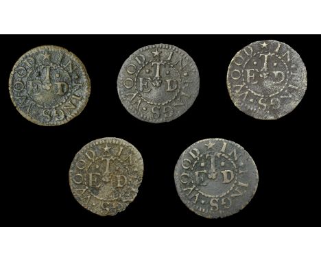 Wiltshire, Kingswood, Edward Tanner, Farthings, 1658 (5), 1.38g/6h, 0.60g/6h (both N 5485, former 5485a, this piece; BW. 98),