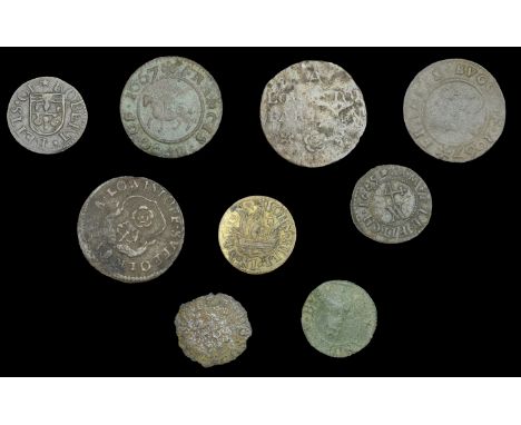 Suffolk, Long Melford, Andrew Byat, Farthing, 1652, 0.98g/6h (N 4409; BW. 232); Lowestoft, Town Farthings (2), 1669, naming R