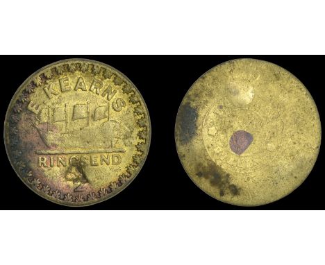 Miscellaneous Tokens and Checks, Co DUBLIN, Ringsend, E[dward] Kearns, brass Twopence by Parkes [1863-5], 27mm, 5.88g/12h (Ri