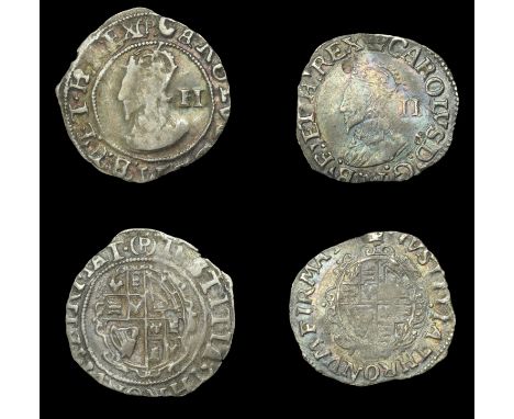 Charles I (1625-1649), Tower mint, Halfgroats (2), both Gp D, mm. crown, 0.98g/1h; under Parliament, mm. (P), 0.99g/1h (N 225