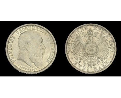Germany, BADEN, Friedrich I, 2 Marks, 1907 (KM. 278). About extremely fine £40-£50