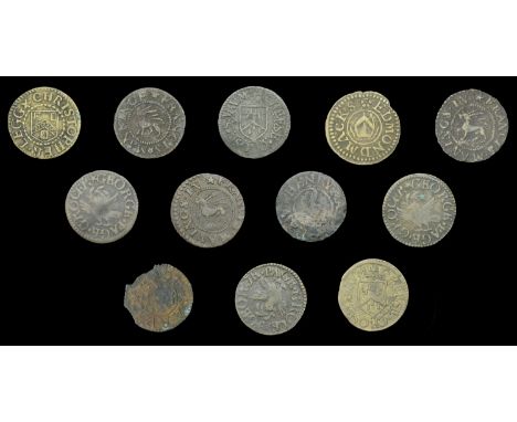 Wiltshire, Salisbury, Christopher Legg, Farthing, 0.78g/12h (N 5565; BW. 200); Edmund Macks, Farthings (2), 0.88g/6h, 0.37g/6
