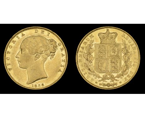 Victoria (1837-1901), Sovereign, 1838 (M 22; S 3852). Surfaces bagmarked, otherwise good very fine, reverse better, rare £1,5