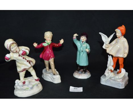 Four Royal Worcester Figurines - Children; January, February, November and December 