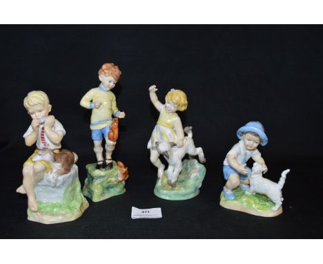 Four Royal Worcester Figurines - Children; April, June, September and October