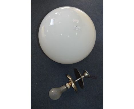 Large White Glass Globe with Light Fitting 