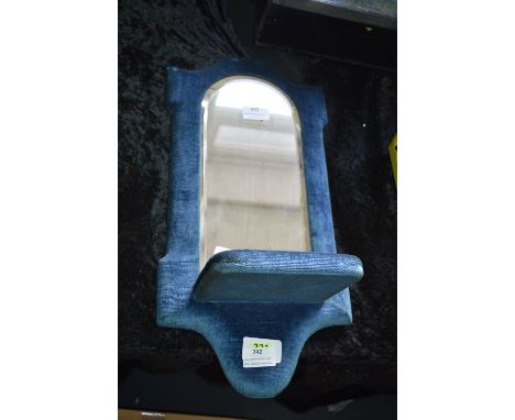 Velvet Covered Victorian Hall Mirror with Shelf 