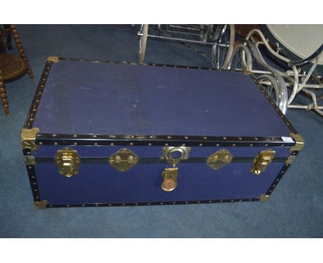 Large Blue Steamer Trunk 