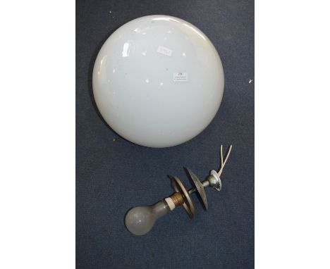 Large White Glass Globe with Light Fitting 