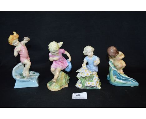 Four Royal Worcester Figurines - Children; March, May, July and August 