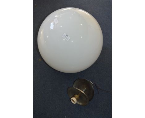 Large White Glass Globe with Light Fitting 