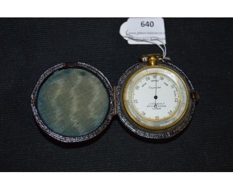 Cased Victorian Pocket Barometer and Combined Altimeter, and Two Compasses