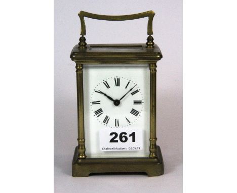 A gilt brass carriage clock, H. 14cm.