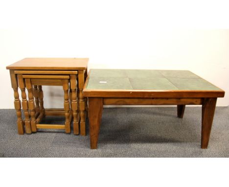 A 1970's tile top coffee table and nest of three tables.