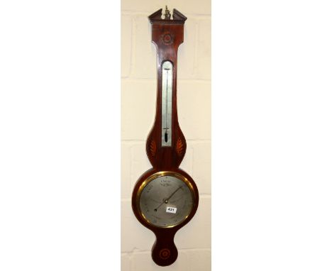 An 18th century inlaid mahogany mercury barometer by I. Pochaine of Newcastle, H. 97cm.