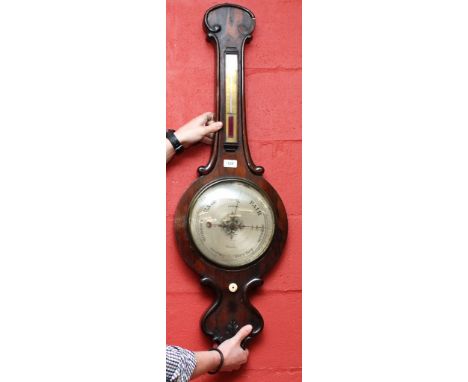 A C19TH ROSEWOOD WHEEL BAROMETER, INSCRIBED DIXON OF NORWICH, HEIGHT 103 CM 