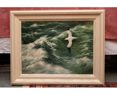 FRAMED OIL ON CANVAS 'SEASCAPE' BEARING SIGNATURE ROWLES CHAPMAN, 60 X 44 CM 