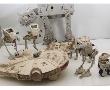 A collection of unboxed vintage original KENNER/PALITOY STAR WARS vehicles to include a Millennium Falcon and an At-At - F/G 