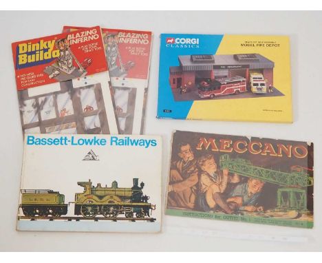 A group of mixed collectables comprising 2 x DINKY Builda 'Blazing Inferno' card kits, a CORGI CLASSICS model fire depot card