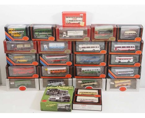 A group of EFE 1:76 scale diecast buses and lorries in mixed liveries to include two bus twin packs - VG in G/VG boxes (24)