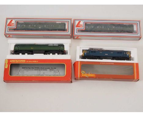 A group of OO gauge diesel and electric locomotives comprising: HORNBY Class 47 and 86 together with a LIMA 2-car Class 117 D