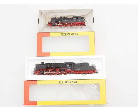 A pair of FLEISCHMANN HO gauge German Outline steam locomotives comprising numbers 4076 together with 4181 both in DR black l