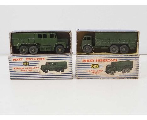 A pair of DINKY Supertoys military vehicles comprising a 622 10-ton army truck together with a 689 Medium Artillery Tractor -