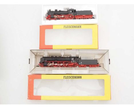 A pair of FLEISCHMANN HO gauge German Outline steam locomotives comprising numbers 4113 together with 4137 both in DR black l