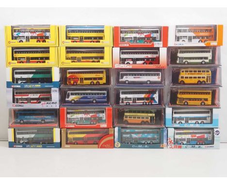 A group of CORGI OOC 1:76 scale diecast buses and coaches in mixed liveries - VG in G/VG boxes (24)