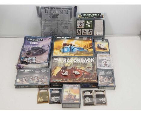 A crate of Warhammer 40000 sets and accessories by GAMES WORKSHOP - VG in G/VG boxes (Q)***Condition*** Some kits are still f