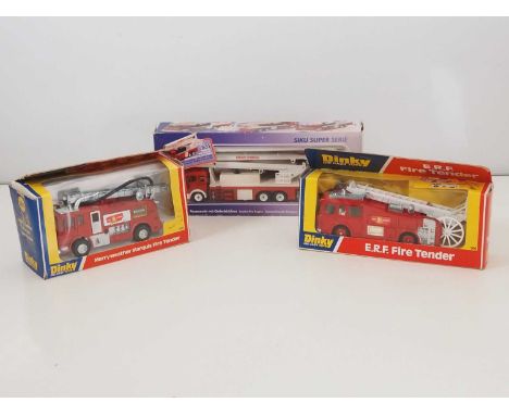 A group of boxed fire engines by DINKY and SIKU - G/VG in generally G boxes (3)