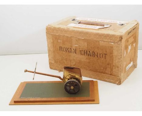 A cast metal and wooden display model of a Roman chariot circa 200BC - this appears to be an ex display model from the Scienc