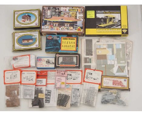 A quantity of mixed OO gauge unbuilt kits by various manufacturers, a DAPOL wagon and a FALLER HO scale limited edition Super