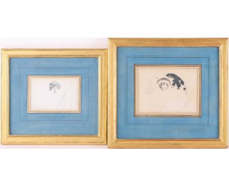 Erté (1892-1990) [Romain de Tirtoff], two pen and highlighted sketches on paper, female heads, each signed, the largest 12.5 