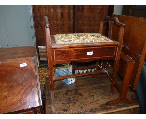 A piano Stool with tapestry seat, 20 1/2" wide x 25 1/2'' high, a/f.