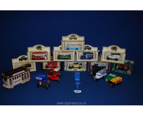A quantity of 'Days Gone By' model cars (some boxed) including '1935 blue bird,' London is Burning fire engine,' 'Dad's Army'