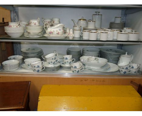 A 'RC' Japan vintage tea and dinner service, white ground with blue floral decoration to include twelve dinner plates, desser