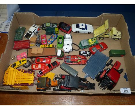 A quantity of toy tractors, lorries and cars including a Dinky Supertoy tipper truck, a Corgi Ford Capri 3 litre GT, a Foden 