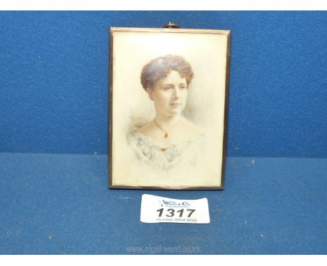 Scottish interest:  A rare and finely painted watercolour miniature believed to be Princess Alexandra, Duchess of Fife (1891-