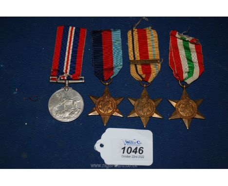 Four World War II Medals to include The 1939-1945 Medal, The 1939-1945 Star, The Italy Star and The Africa Star with 8th Army