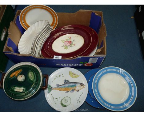 A quantity of china including Wade, Royal Victoria meat platters, Bistos salad crescents, some a/f.